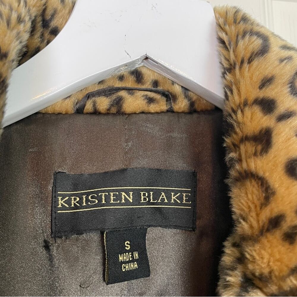 Kristen Blake Leopard Faux Fur Coat Glam Statement Mid-Length Size S - Picture 8 of 9